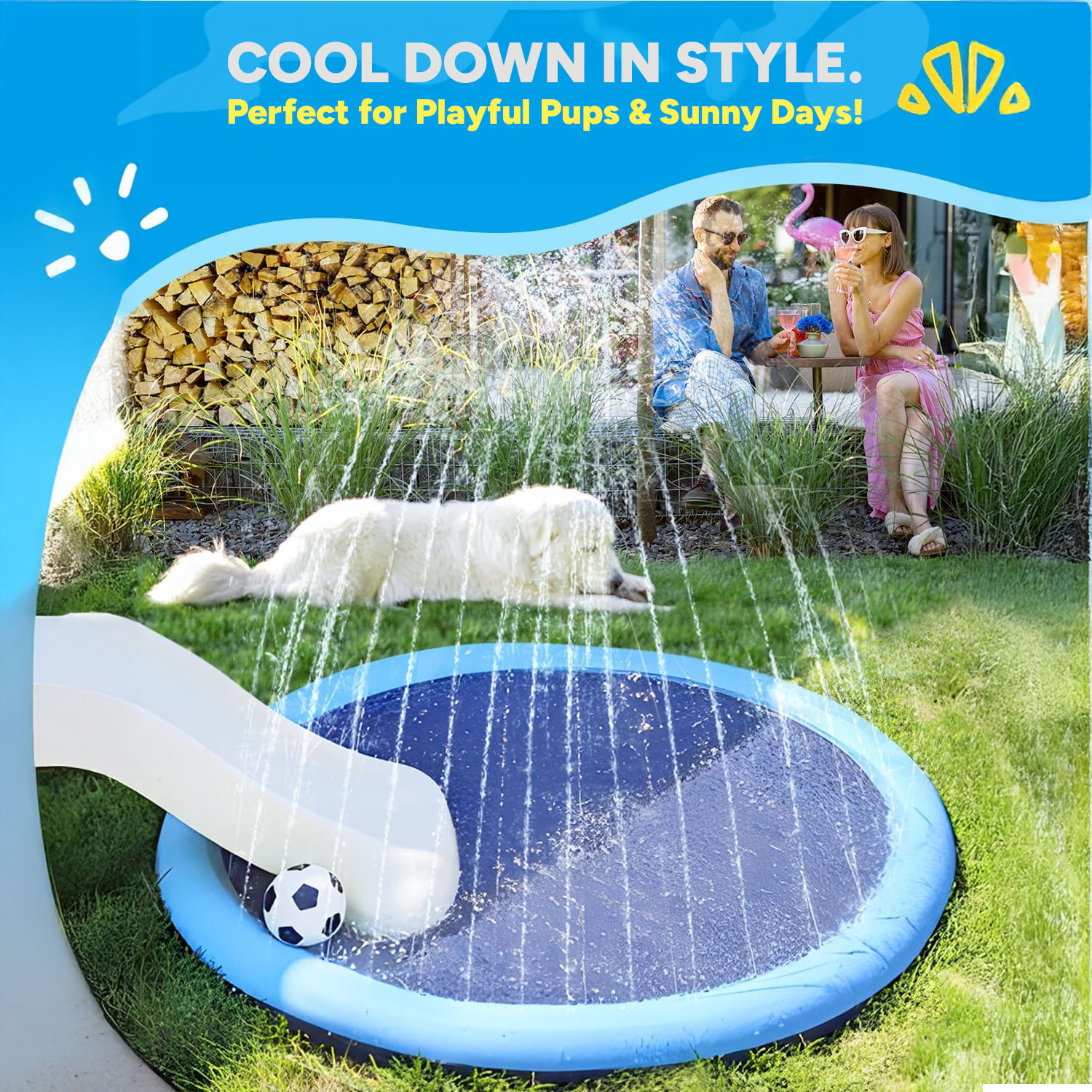 Dog Splash Pad – Inflatable Pet Pool & Sprinkler Mat for Summer Outdoor Play & Cooling