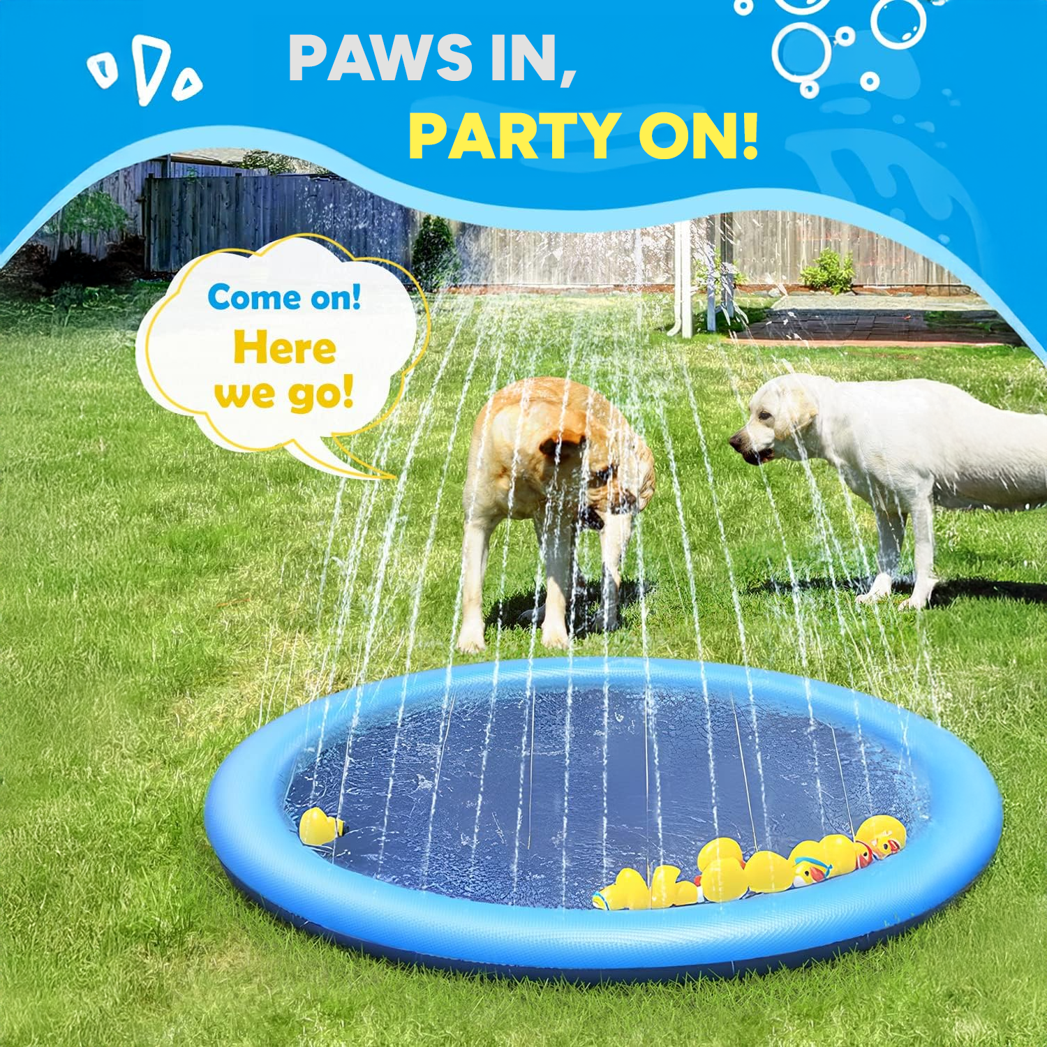 Dog Splash Pad – Inflatable Pet Pool & Sprinkler Mat for Summer Outdoor Play & Cooling