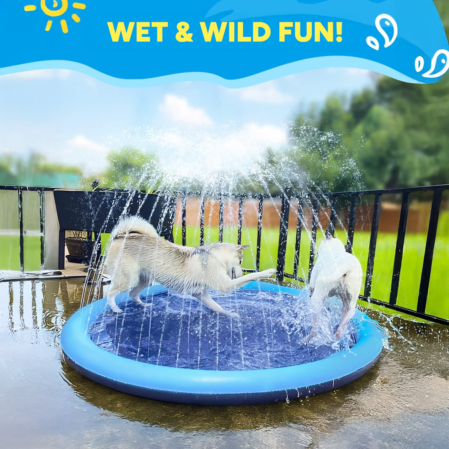 Dog Splash Pad – Inflatable Pet Pool & Sprinkler Mat for Summer Outdoor Play & Cooling