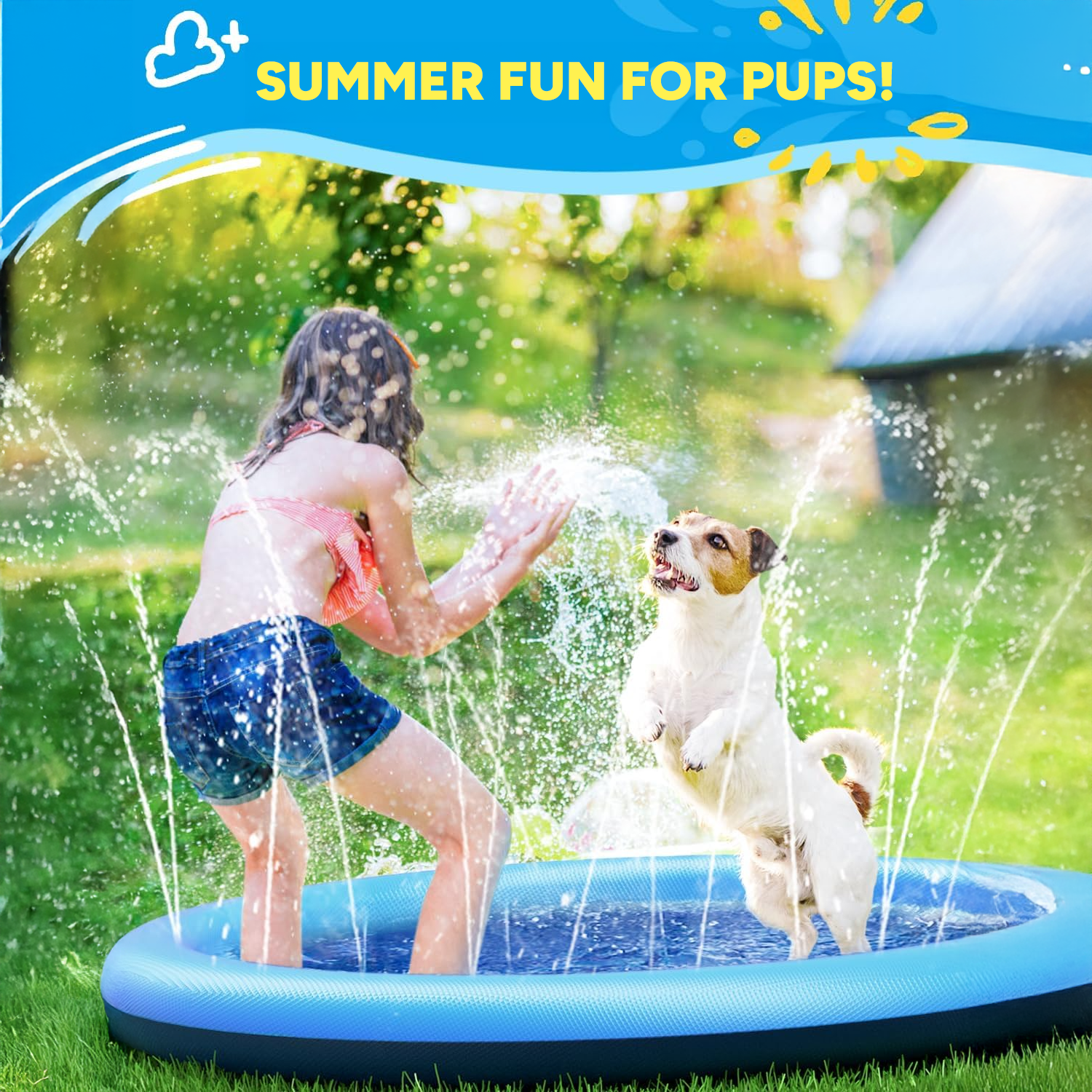 Dog Splash Pad – Inflatable Pet Pool & Sprinkler Mat for Summer Outdoor Play & Cooling