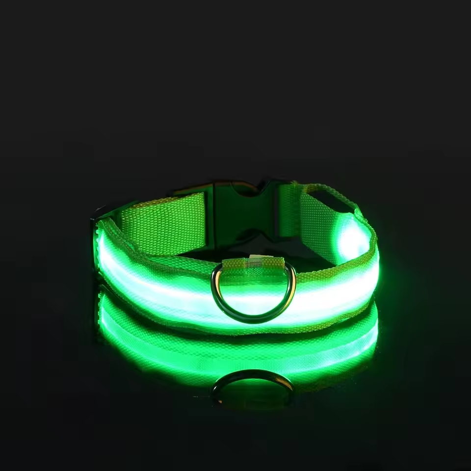 LED Nylon Dog Collar – USB Rechargeable or Battery Powered Safety Light