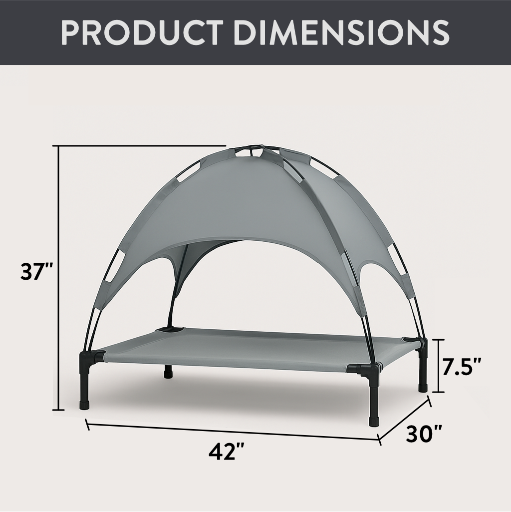 Elevated Dog Bed with Canopy – Breathable Outdoor Lounger for Small to Medium Dogs